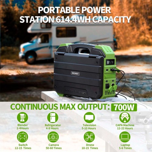 Портативная электростанция Browey с солнечной панелью 22w PN-600 EU Version 600W green