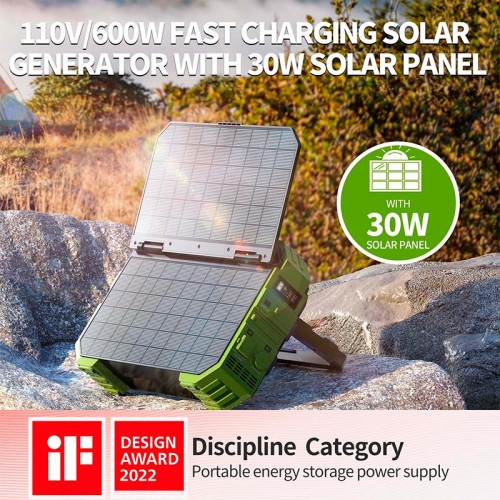 Портативная электростанция Browey Solar Panel 22W PN-600 EU Version |AC/DC, 2USB/Type-C, 600W, PD/QC|