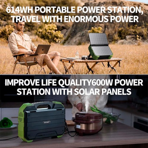 Портативная электростанция Browey Solar Panel 22W PN-600 EU Version |AC/DC, 2USB/Type-C, 600W, PD/QC|