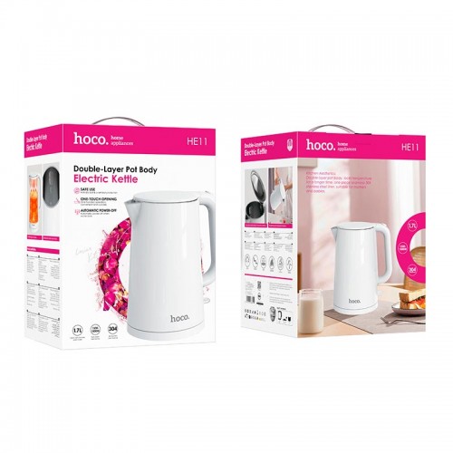 Електрочайник Hoco electric kettle HE11 |1.7L, 1500-1800W| black