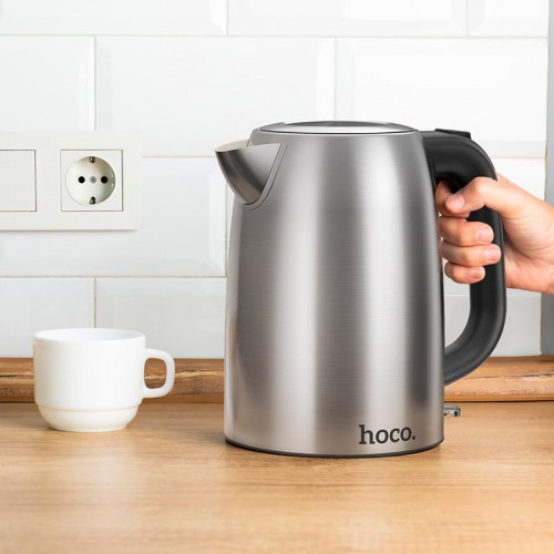 Електрочайник HOCO stainless steel electric kettle HE12 |1.7L, 1850-2200W| grey