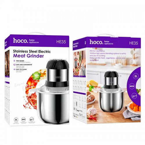 Електричний подрібнювач м'яса HOCO stainless steel meat grinder HE35|400W, 3L| grey