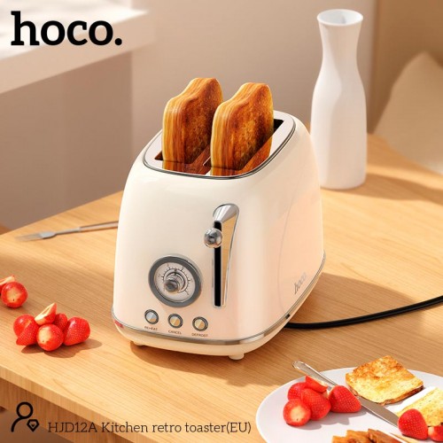 Тостер Hoco Kitchen retro toaster HJD12A |850W, 38mm slot, 6 levels| Milky white