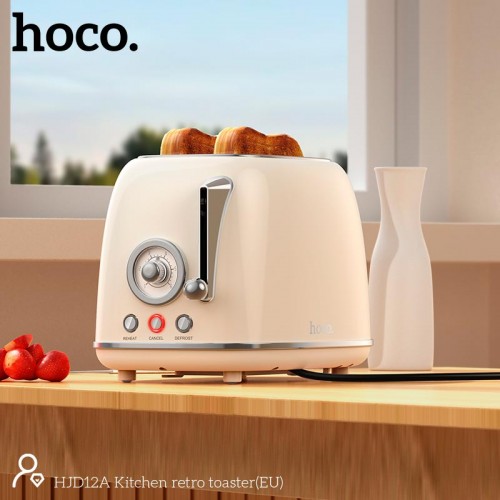 Тостер Hoco Kitchen retro toaster HJD12A |850W, 38mm slot, 6 levels| Milky white