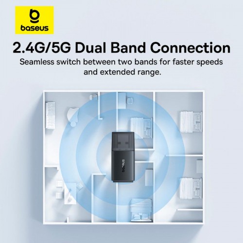Baseus FastJoy Series WiFi Adapter 650Mbps (B01317600111-04) black