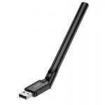 Адаптер WiFi HOCO WiFi4 USB с внешней антенной, беспроводной сетевой адаптер HI32 |2.4ГГц, 150Мбит/с, USB2.0| черный