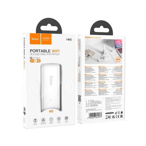WiFi Adapter HOCO Portable WiFi HI40 (Europe Asia and Africa) |2.4GHz (WIFI 6), 150Mbps, Micro SIM| white