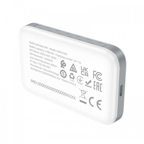 4g портативний роутер HOCO Mobile portable WiFi HI41 (Europe Asia and Africa) |2.4G, 3h| white