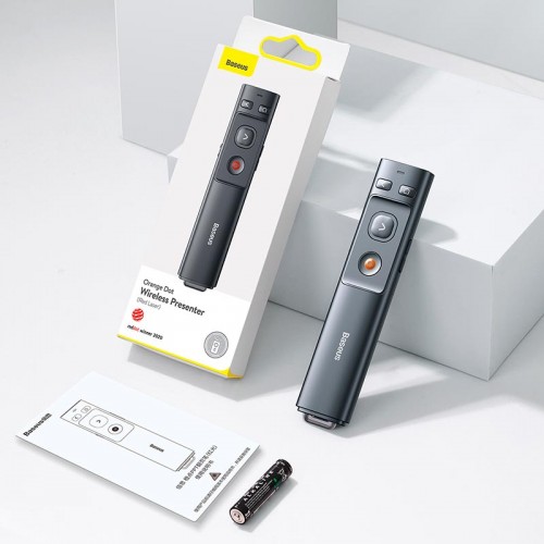 Розумна указка Baseus Orange Dot Wireless Presenter (Red Laser) |100m, USB/Type-C Receiver| grey