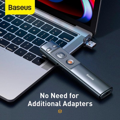 Розумна указка Baseus Orange Dot Wireless Presenter (Red Laser) |100m, USB/Type-C Receiver| grey