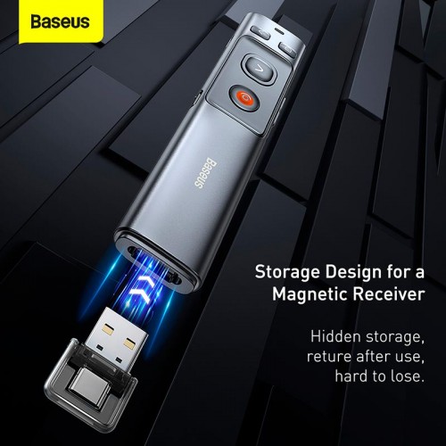 Розумна указка Baseus Orange Dot Wireless Presenter (Red Laser) |100m, USB/Type-C Receiver| grey