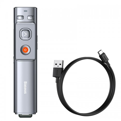 Розумна указка Baseus Orange Dot Wireless Presenter (Red Laser) |100m, USB/Type-C Receiver| grey