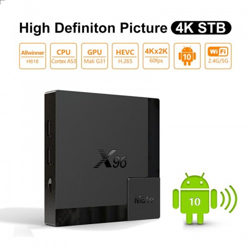 Android TV приставка Allwinner TV BOX X96 Mate |H616, 4GB RAM, 32GB ROM| black