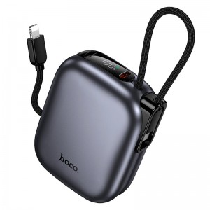 Power Bank HOCO Peak with cable Q49 10000mAh |2Type-C/Lightning, 20W/3A, PD/QC| metal-grey