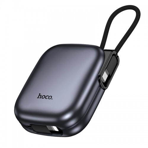 Power Bank HOCO Peak with cable Q49 10000mAh |2Type-C/Lightning, 20W/3A, PD/QC| metal-grey