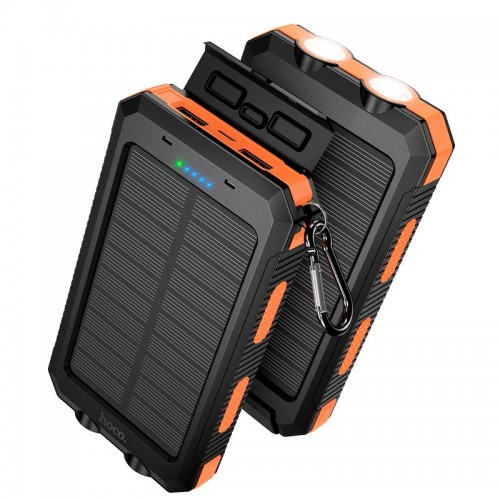 Power Bank HOCO Platinum solar dual lighting J164 8000mAh |2USB/1Type-C, 2A| black