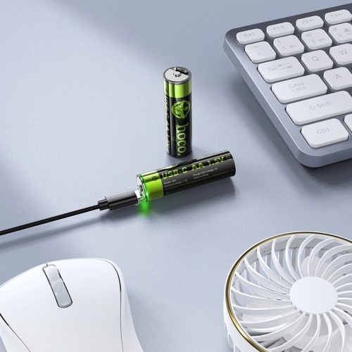 Аккумуляторные батарейки HOCO rechargeable lithium battery JA3 860mAh |AA, USB-C| (2PCS)