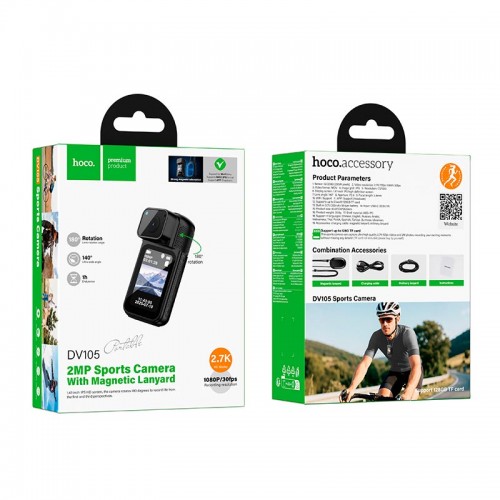 Спорт Камера HOCO sports camera DV105 |1.47", 1080p/30fps, WiFi, 128GB TF Max| black