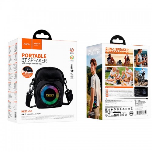 Сумка-акустика HOCO Wave BT speaker HC41 IPX4 |BT5.4, USB/TF/FM, 10Wx2, 3h, 1.5L| black