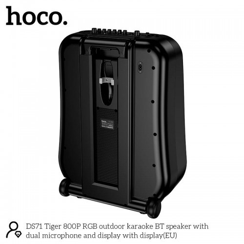 Акустика-караоке HOCO RGB outdoor karaoke BT дисплей з двома мікрофоном і дисплеєм 800p DS71 |BT5.0, USB/AUX/TF, 60W, 3h, EQ| black