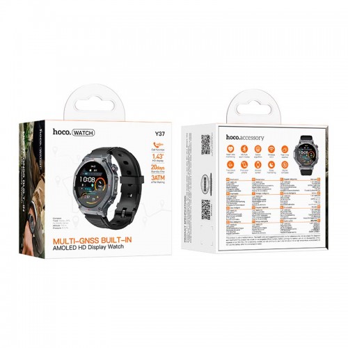 Sports watch HOCO AMOLED GPS Y37 (call version) |BT5.3, 1,43", 20 days, 3ATM| black