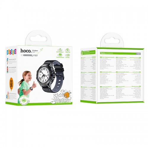 Дитячий смарт-годинник HOCO children phone watch Y107 IP54 |1.83" LCD, 4G, WiFi/GPS/LBS positionning| black