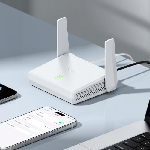 Роутер HOCO WiFi4 Wireless Router HI36 |2.4GHz, 300Mbps, 2xLan| white