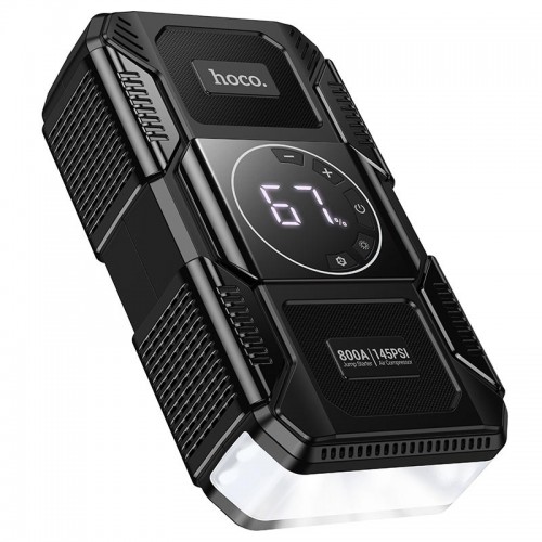 Бустер-насос для авто HOCO Clever Intelligent air pump+emergency start-up power bank QS6 (8000mAh) |800A, 10Bar, 145PSI| Black