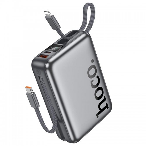 Power Bank HOCO Eminente with IP + C cable Q39 20000mAh |1USB/1Type-C, 22.5W/3A, PD/QC| grey