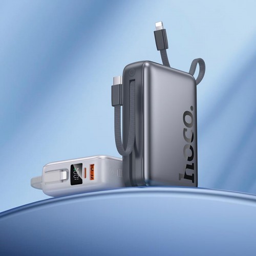 Power Bank HOCO Eminente with IP + C cable Q39 20000mAh |1USB/1Type-C, 22.5W/3A, PD/QC| grey
