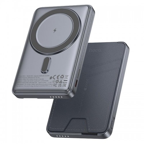 Power Bank HOCO Title magnetic+card holder+phone holder Q46 5000mAh |1Type-C, 20W/3A, PD/QC| grey