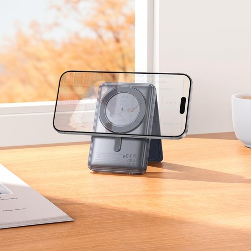 Power Bank HOCO Title magnetic+card holder+phone holder Q46 5000mAh |1Type-C, 20W/3A, PD/QC| grey