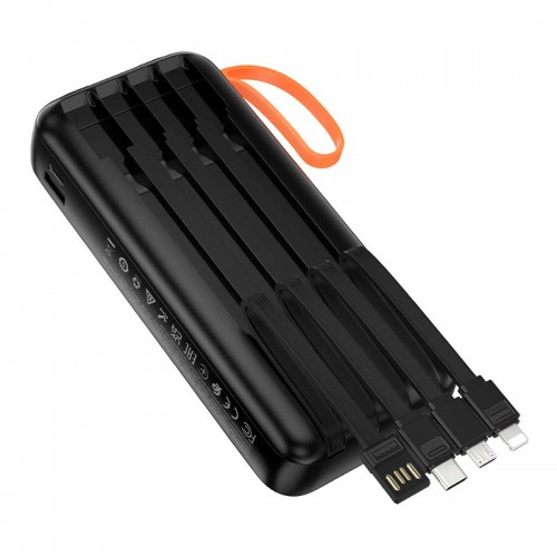 Power Bank HOCO Spirit dual lighting four-cable J151A 20000mAh |1USB/1Type-C+Combo Cable, 10W/2A| black