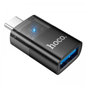 Перехідник HOCO C male to USB female OTG transparent adapter UA36B |480Mbps, 3A| black