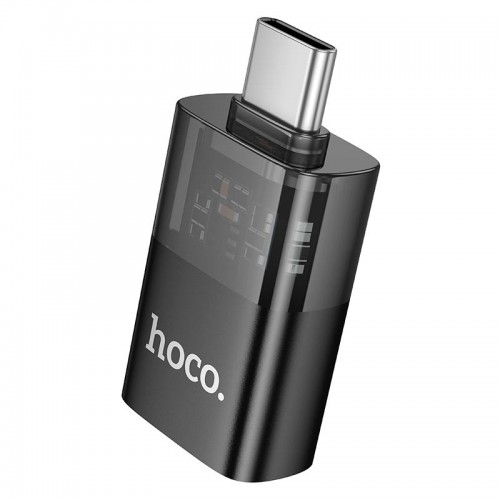 Переходник HOCO C male to USB female OTG прозрачный адаптер UA36B |480Мбит/с, 3A| черный