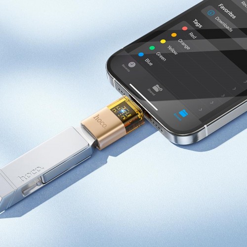 Перехідник HOCO C male to USB female OTG transparent adapter UA36B |480Mbps, 3A| black