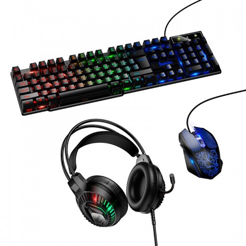 Набір Gaming Combo HOCO Handsome luminous keyboard mouse headset set DI86 (UA/EN/ua Layouts) black