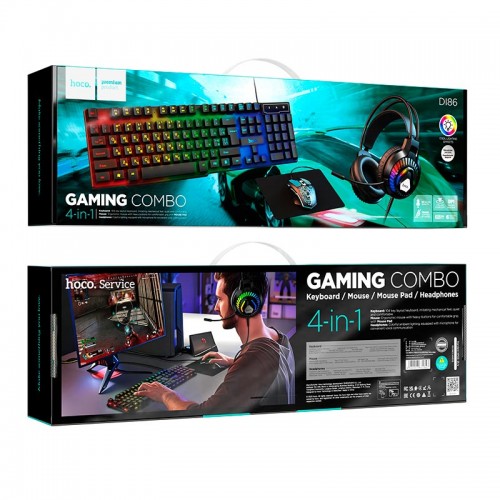 Набір Gaming Combo HOCO Handsome luminous keyboard mouse headset set DI86 (UA/EN/ua Layouts) black