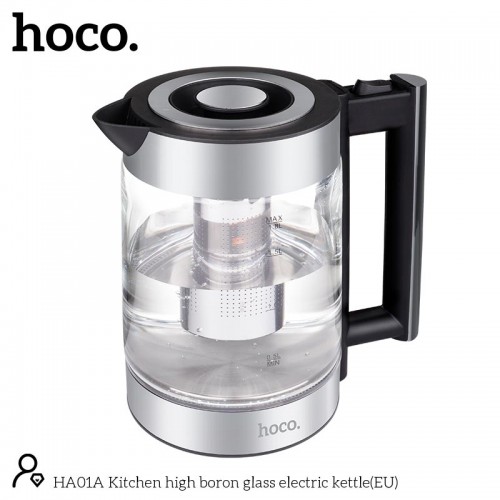Електрочайник HOCO Kitchen high boron glass electric kettle HA01A |1.8L| silver