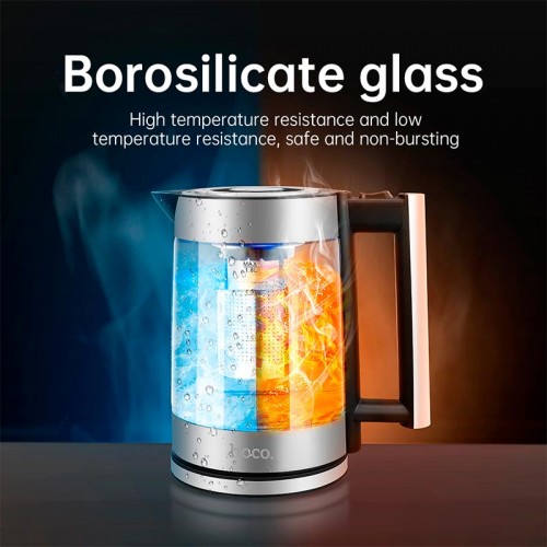 Електрочайник HOCO Kitchen high boron glass electric kettle HA01A |1.8L| silver