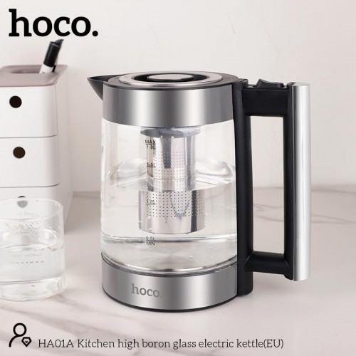 Електрочайник HOCO Kitchen high boron glass electric kettle HA01A |1.8L| silver