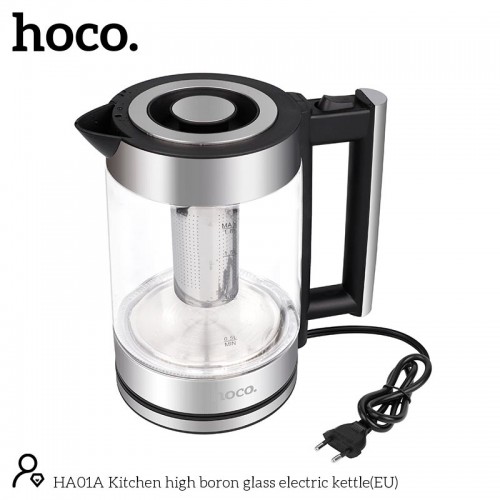 Електрочайник HOCO Kitchen high boron glass electric kettle HA01A |1.8L| silver