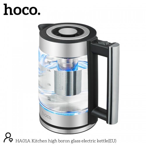 Електрочайник HOCO Kitchen high boron glass electric kettle HA01A |1.8L| silver