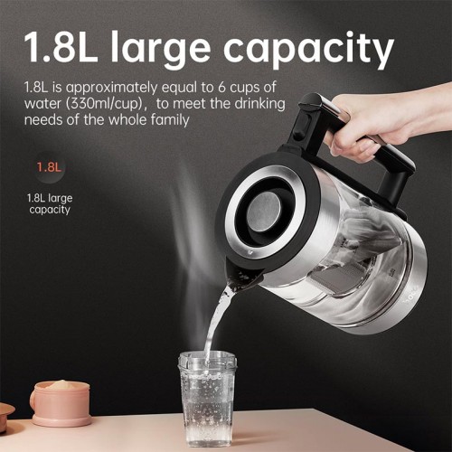 Електрочайник HOCO Kitchen high boron glass electric kettle HA01A |1.8L| silver