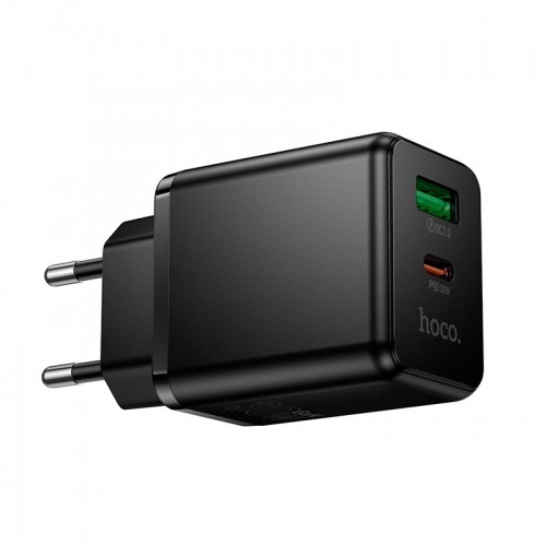 Адаптер мережний HOCO Smart multi-protocol charger C157A |1USB\1Type-C, PD/QC, 30W/3A\ black