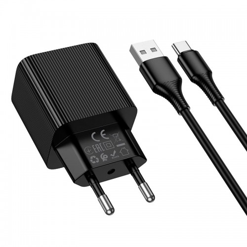 Адаптер мережевий HOCO C to C cable Excellent single port charger with digital display set CS81A |1USB, QC, 18W/3A| black