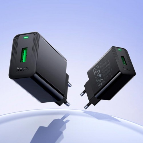 Адаптер мережний HOCO Type-C cable Leader single port charger set CS92A |1USB, 18W/3A, QC| black