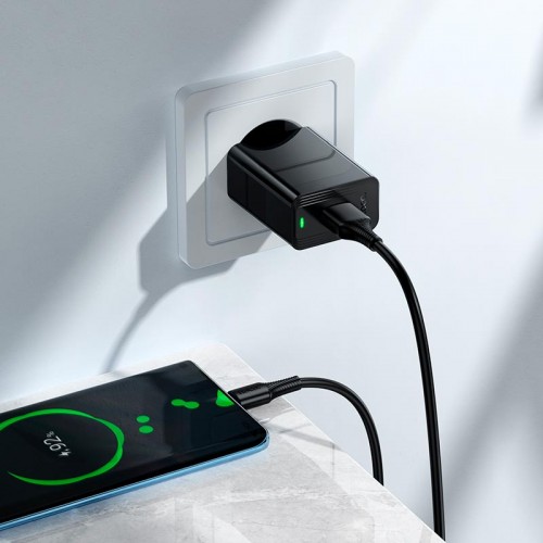 Адаптер мережний HOCO Type-C cable Leader single port charger set CS92A |1USB, 18W/3A, QC| black