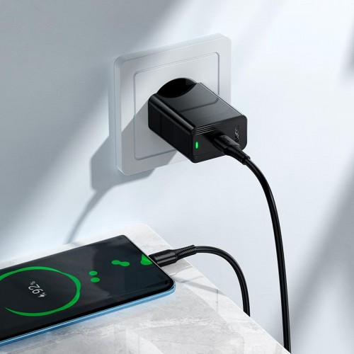 Адаптер мережний HOCO Leader single port charger CS93A |1Type-C, 20W/3A, PD| black