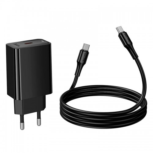 Адаптер сетевой HOCO C to C cable Leader single port charger set CS93A |1Type-C, 20W/3A, PD|